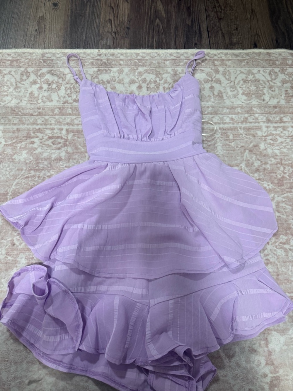 Altar'd State Lilac Tiered Ruffle Mini Dress